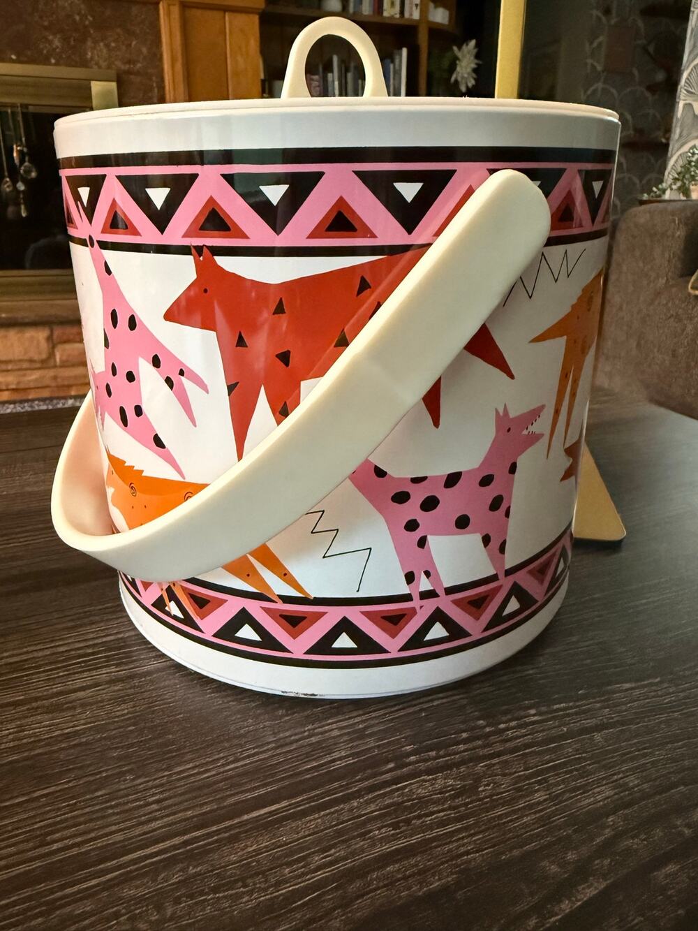 Vintage Pop Art Dogs Southwestern Melamine Ice Bucket & Lid 1991